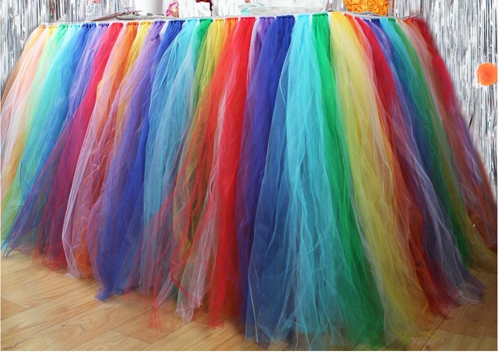 RAINBOW Colour TUTU Table Skirt (1 METRE) Singapore